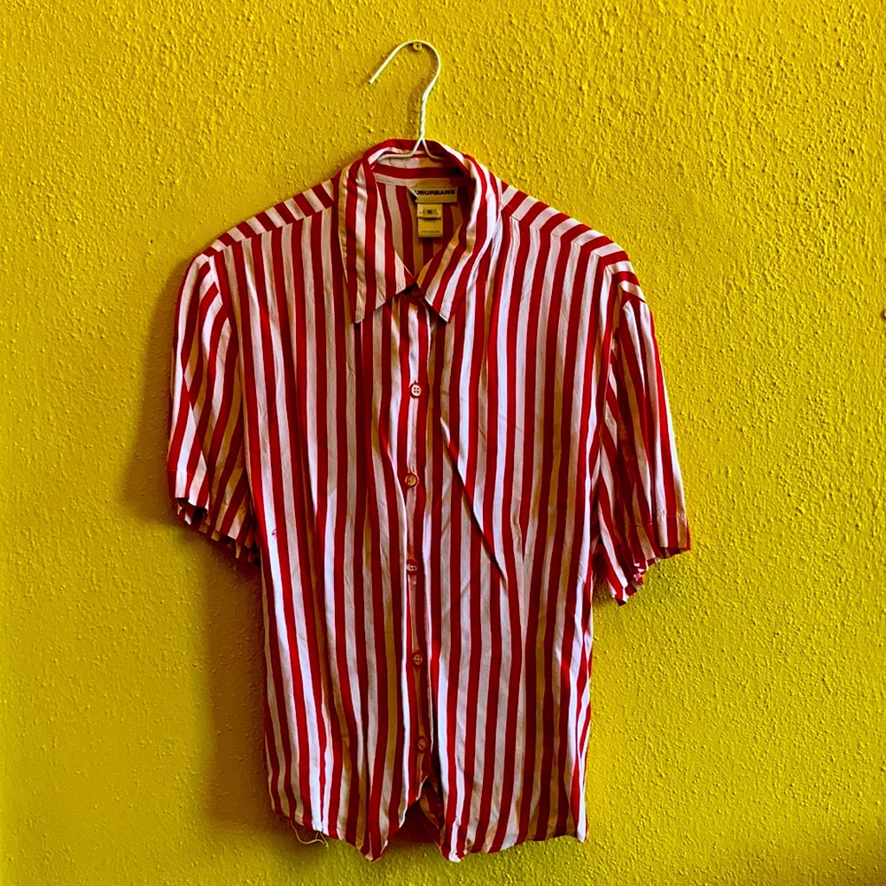 Vintage Red and white striped blouse